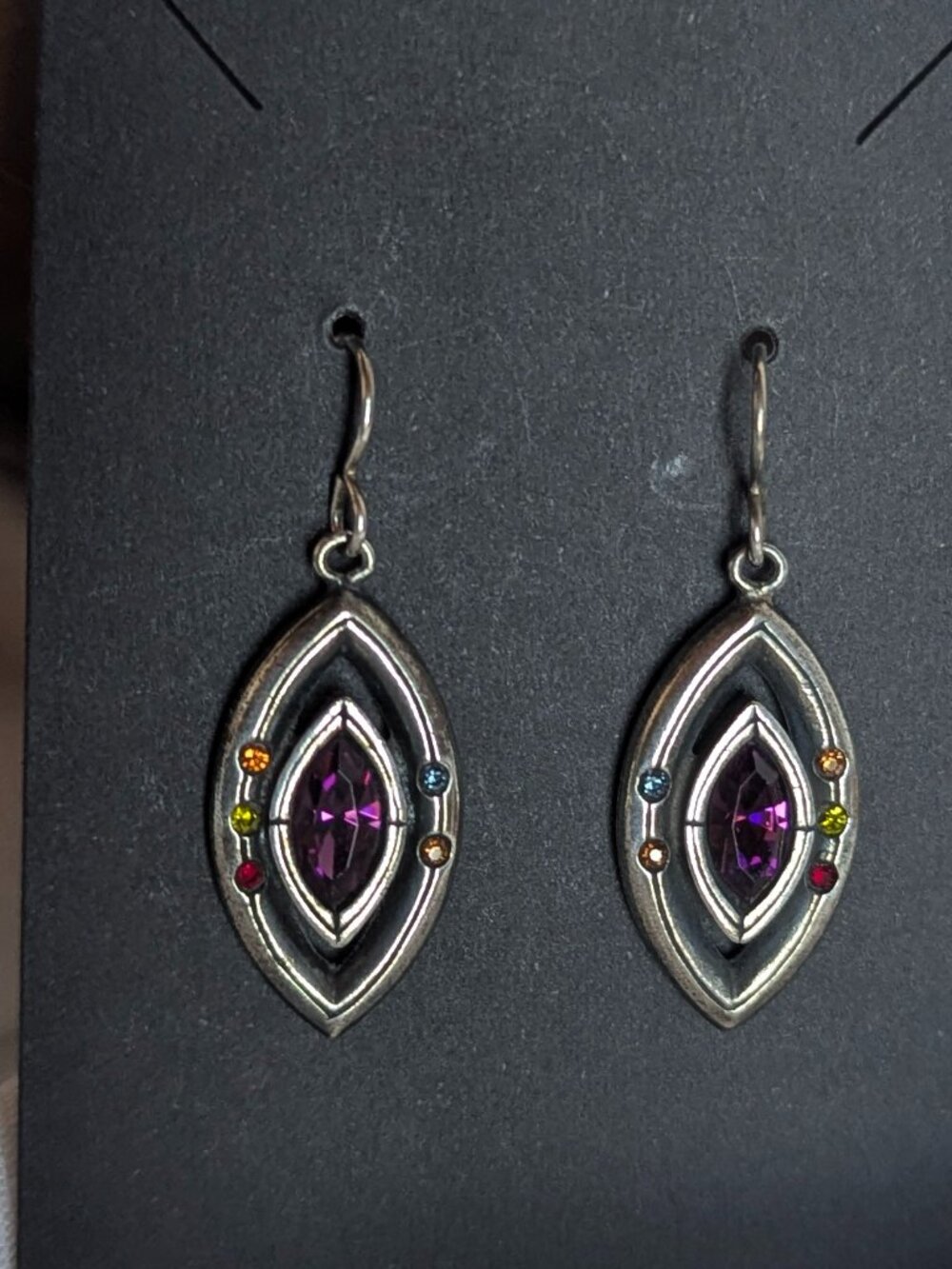 Purple Marquise Austrian Crystal Silver Earrings by Patricia Locke